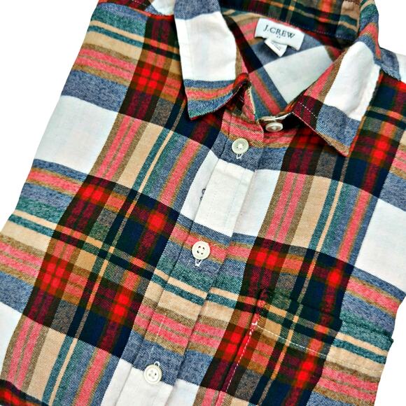 J.Crew Women's SM Plaid Light Flannel Long Sleeve Button Down Shirt Gorp - Picture 1 of 10